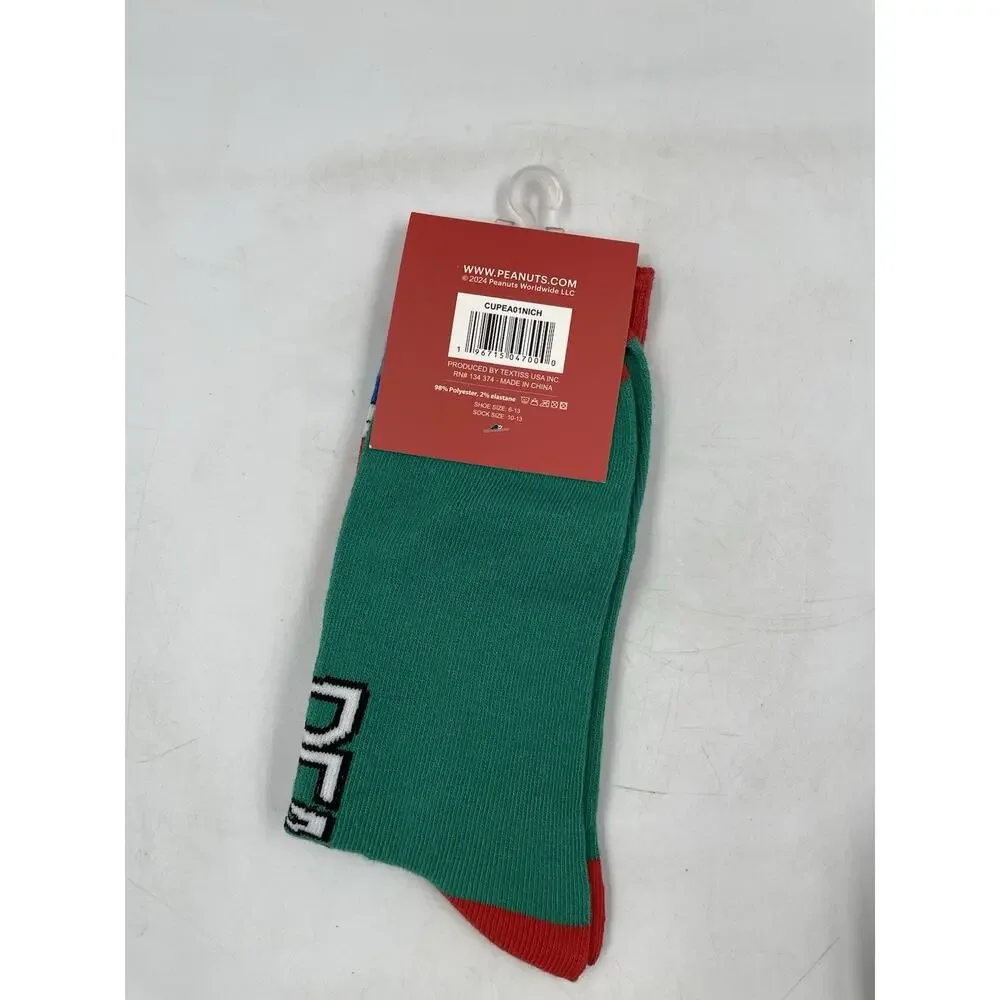 1 pair Peanuts Adult Crew Socks! Shoe Size 6-13 Snoopy and Woodstock Unisex